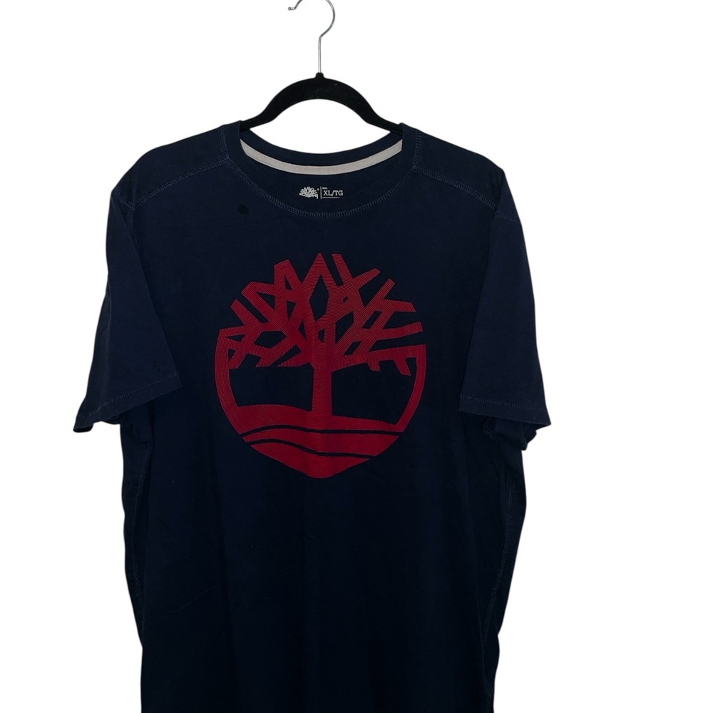 Timberland Dark Blue Tee with Bold Red Emblem